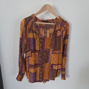 Patchwork Long Sleeve Women's Top